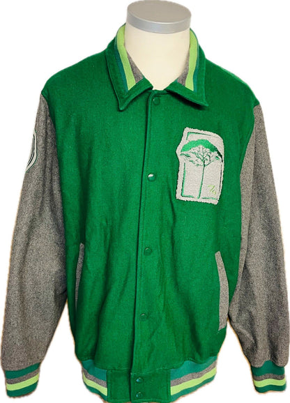 Mahagony Vintage College Jacke Herren XXL Grün Grau HipHop 90er Retro SEWAS