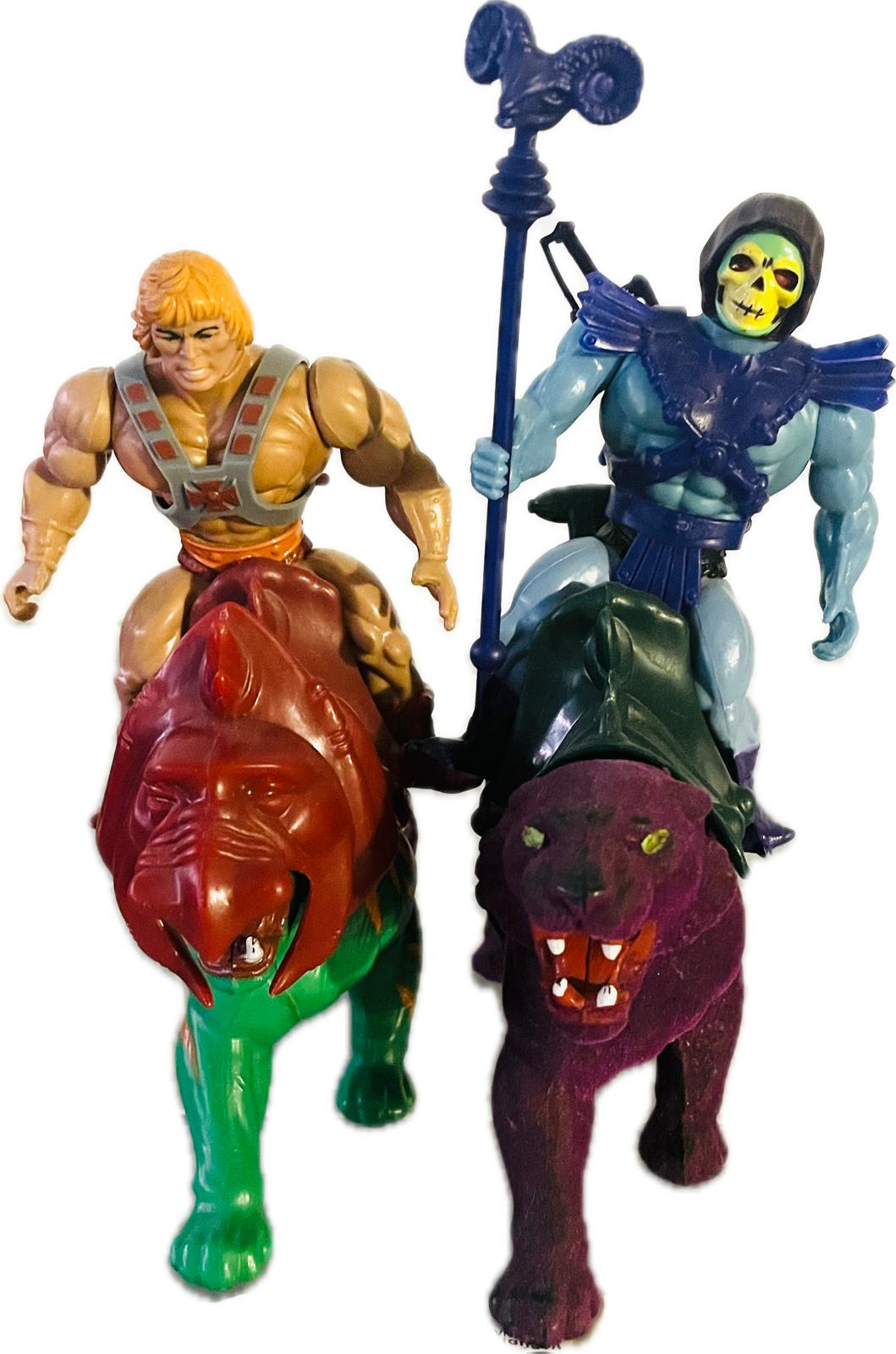 Vintage He-Man & Skeletor mit Battlecat & Panthor Mattel 80er Toys