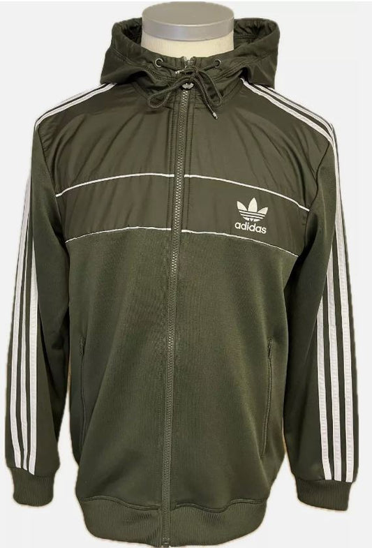 Adidas Trainingsjacke Hooded Herren Gr. M Olive Grün Khaki Vintage Jacke 